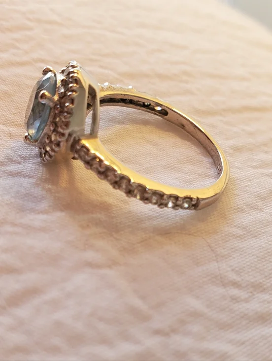 Silver 925 FAS Blue Crystal Halo Ring - Picture 3 of 9